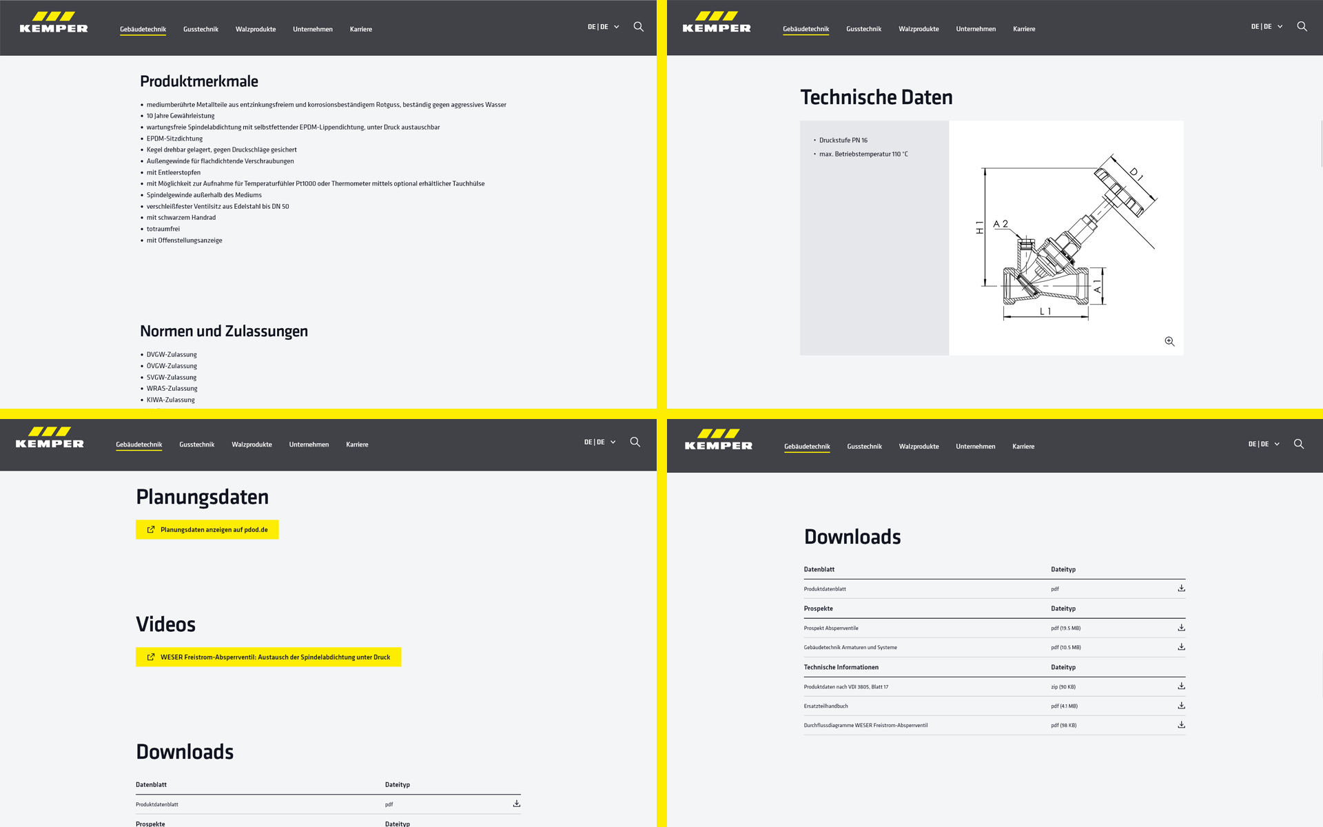 The image shows details of the product in the KEMPER online catalog. The product features, technical data etc. come from the KEMPER crossbase database.